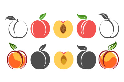 Peach icons outline and colour
