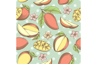 Mangoes sketch seamless pattern