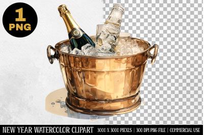 Watercolor Champagne Glass Clipart | New Year Clipart