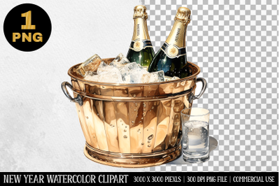 Watercolor Champagne Glass Clipart | New Year Clipart