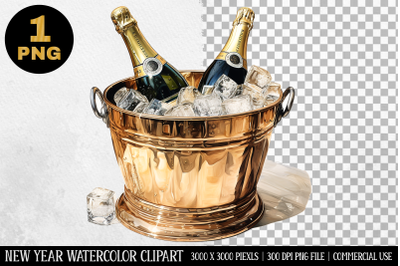 Watercolor Champagne Glass Clipart | New Year Clipart