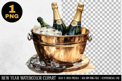 Watercolor Champagne Glass Clipart | New Year Clipart