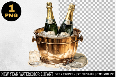 Watercolor Champagne Glass Clipart | New Year Clipart