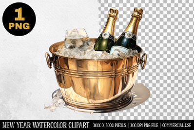 Watercolor Champagne Glass Clipart | New Year Clipart