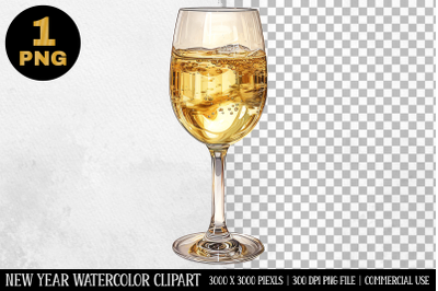 Watercolor Champagne Glass Clipart | New Year Clipart