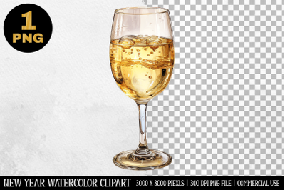 Watercolor Champagne Glass Clipart | New Year Clipart