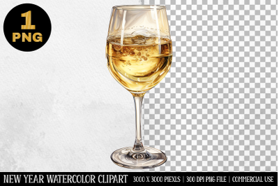 Watercolor Champagne Glass Clipart | New Year Clipart