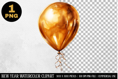 Watercolor Gold Balloons Clipart | New Year Clipart