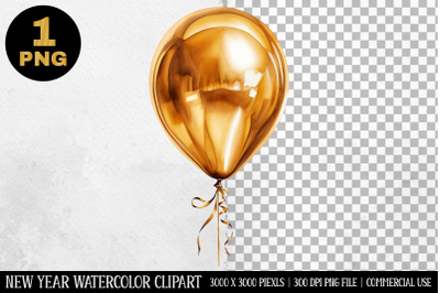 Watercolor Gold Balloons Clipart | New Year Clipart