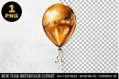 Watercolor Gold Balloons Clipart | New Year Clipart