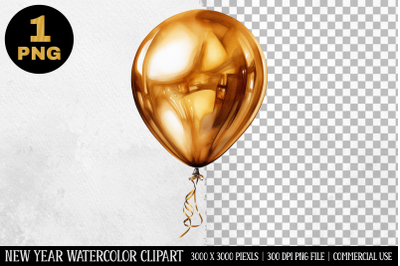 Watercolor Gold Balloons Clipart | New Year Clipart