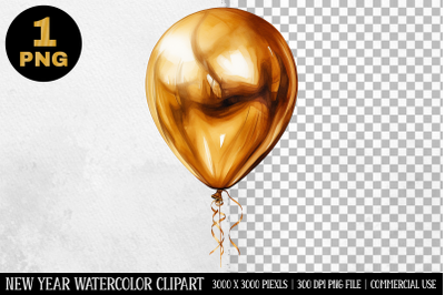 Watercolor Gold Balloons Clipart | New Year Clipart