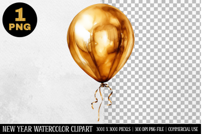 Watercolor Gold Balloons Clipart | New Year Clipart