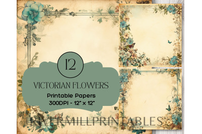 Victorian Flowers Digital Paper Pack