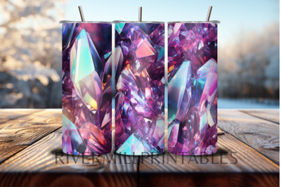3d Crystals 20 Oz Tumbler Wrap PNG