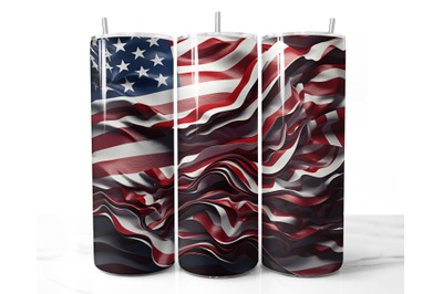 3D American Flag 4th of July tumbler 20 oz Skinny Tumbler Sublimation