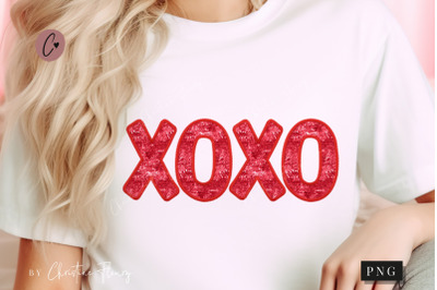Red XOXO Sparkly Faux Sequins Valentines