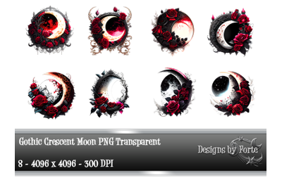 Eight Gothic Crescent Moon Graphic