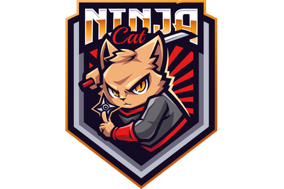 Ninja cat esport mascot logo design