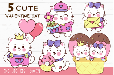 Valentine cats kawaii animal couple love clipart cartoon 2
