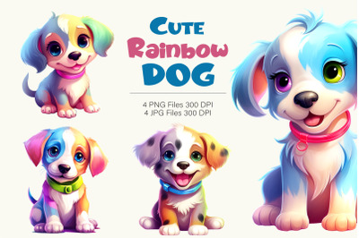 Cute rainbow Dogs 01. TShirt Sticker.