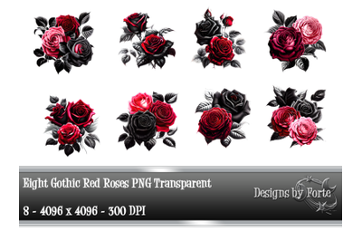 Eight Gothic Roses Transparent PNG