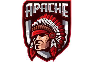 Apache head esport mascot logo design