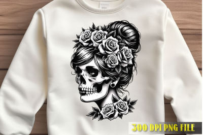 Skull with Roses Illustration