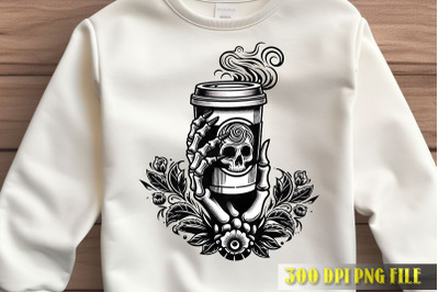 Sugar Skull with Coffee Cup