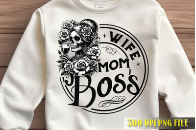 Wife Mom Boss Stylish Skull