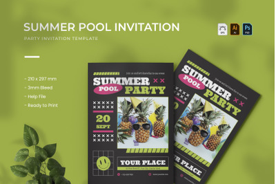 Summer Pool - Party Invitation