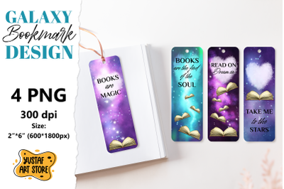 Galaxy Bookmark printable design. Book quote 4 design PNG