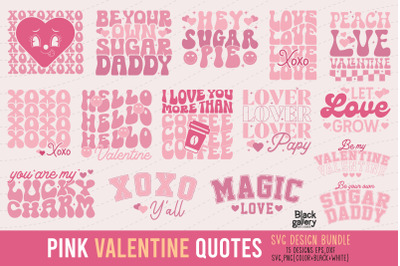 Pink Valentine Quotes SVG EPS PNG Bundle