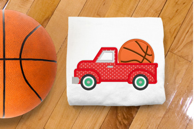 Vintage Truck with Basketball | Applique Embroidery