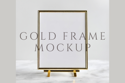 Modern Gold Table Sign Mockup, Easel Frame Mockup