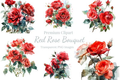 Red Rose Bouquet Valentine&#039;s Day Clipart