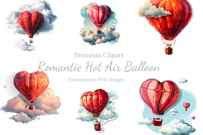 Hot Air Balloon Valentine&#039;s Day Clipart