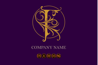 Luxury vintage letter T flourish ornament monogram logo