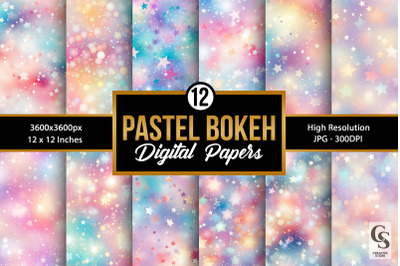 Pastel Bokeh Stars Digital Papers
