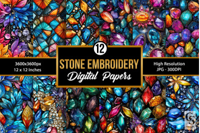 Colorful Stone Embroidery Seamless Patterns