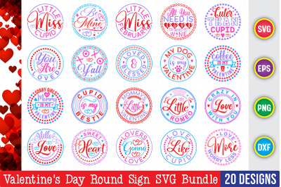 Valentine&#039;s Day Round Sign SVG Bundle