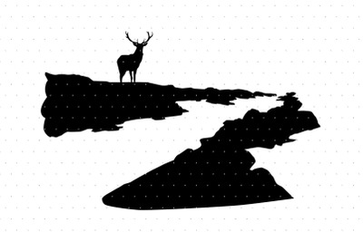 Deer standing beside a river SVG