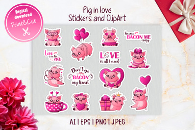 Pig in love stickers&amp;clipart | Valentine Day Quotes