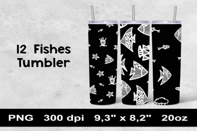 Fish 20 oz. Skinny Tumbler Design PNG