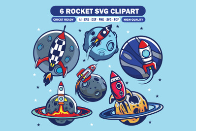 Set of rocket and planet SVG bundle