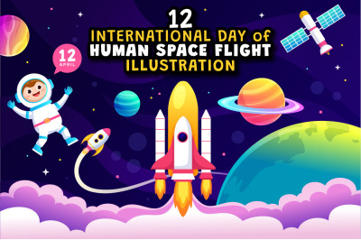 12 Human Space Flight Day Illustration