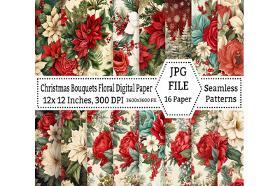 Festive Christmas Floral Paper and Patterns