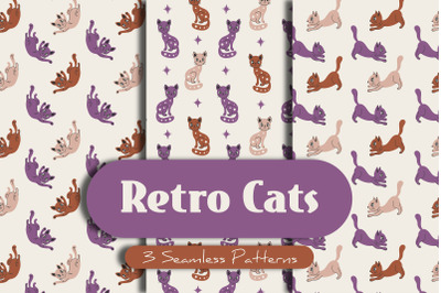 Retro Cats Seamless Patterns