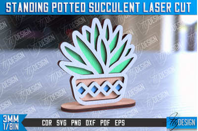 Standing Potted Succulent | Decorative Succulent | Laser Cut Design |