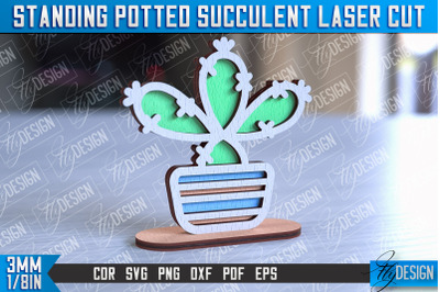 Standing Potted Succulent | Decorative Succulent | Laser Cut Design |